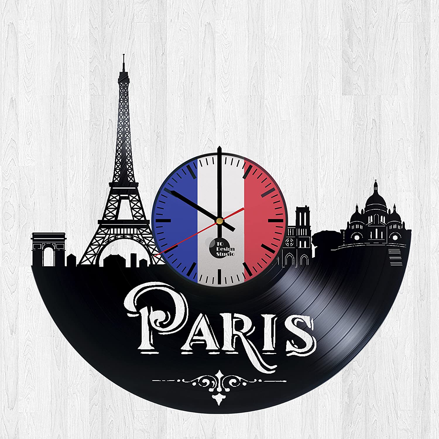 Laser Cut Paris France Vinyl Record Wall Clock DXF File