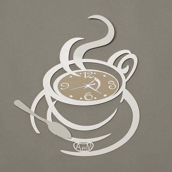 Laser Cut Coffee Wall Clock Free Vector cdr Download - 3axis.co