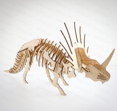 Laser Cut Styracosaurus Dinosaur 3D Puzzle Free Vector