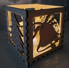 Laser Cut Christmas Candle Holder Free Vector
