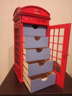 Gabinete de cabina telefónica británica cortado con láser