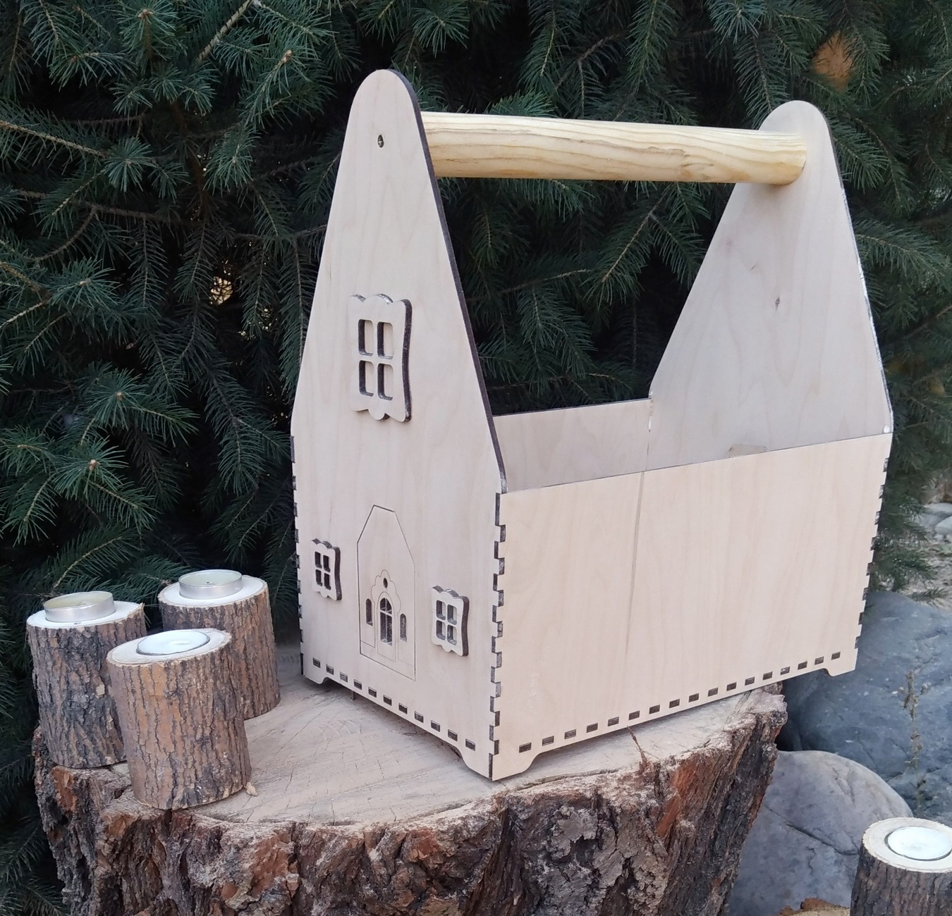 Лазерная резка деревянной подарочной коробки Candy Basket