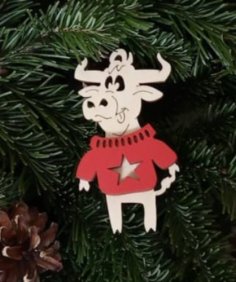Laser Cut Christmas Ornament New Year 2021 Bull Free Vector