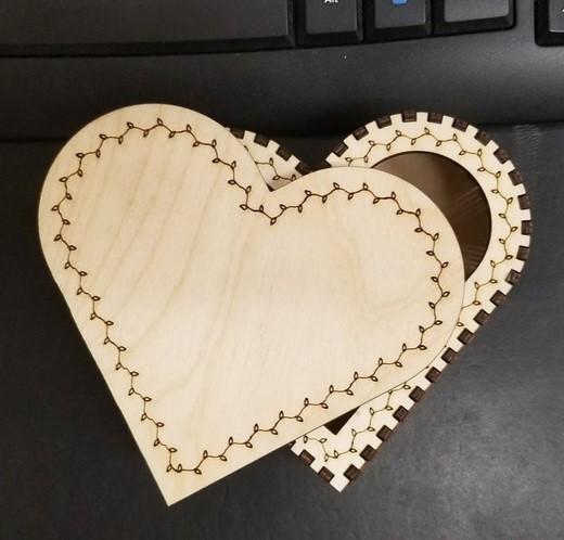 Laser Cut Heart Shaped Trinket Box DXF File