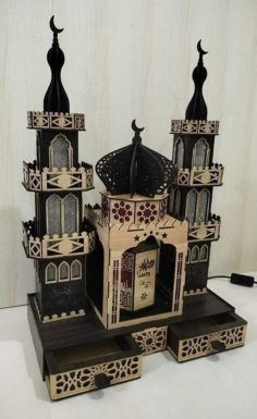 Laser Cut Wooden Mosque 3D Free Vector