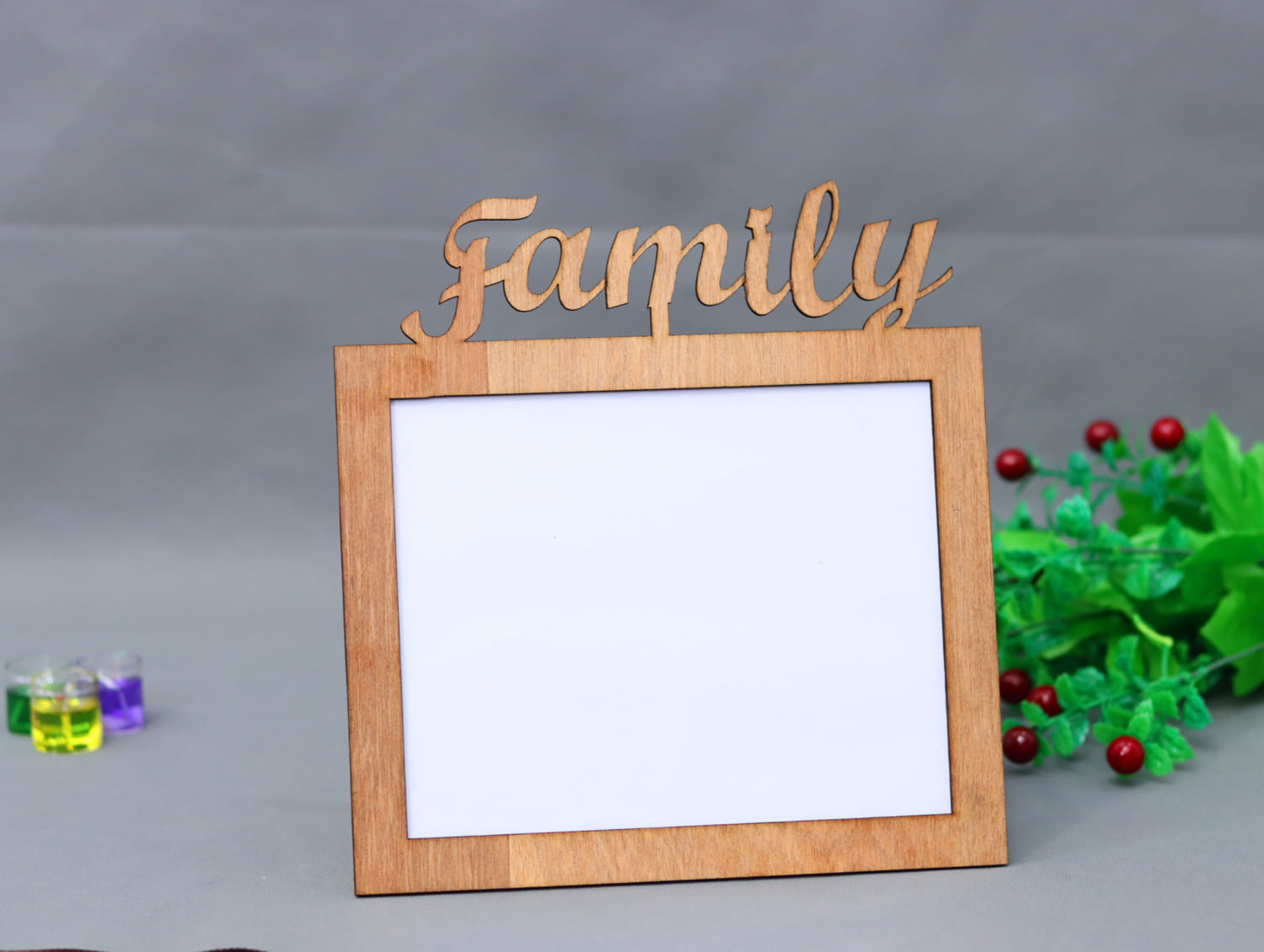 Laser Cut Family Desk Photo Frame Free Vector