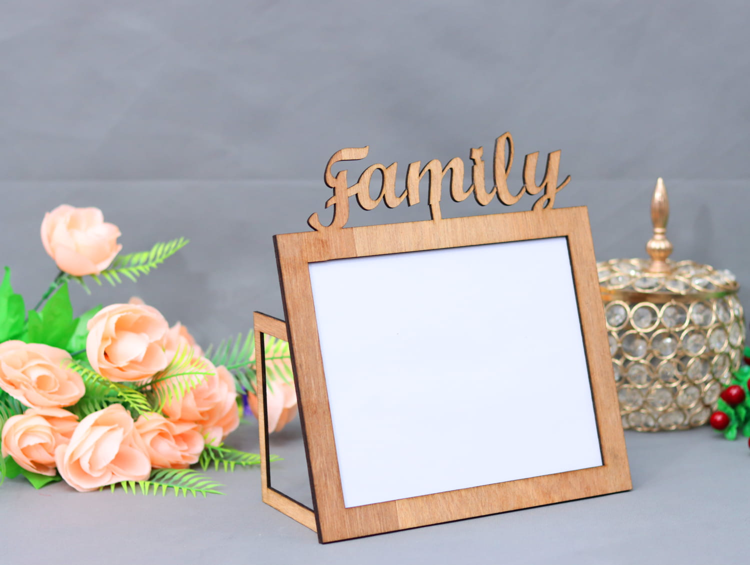 Laser Cut Family Desk Photo Frame Free Vector