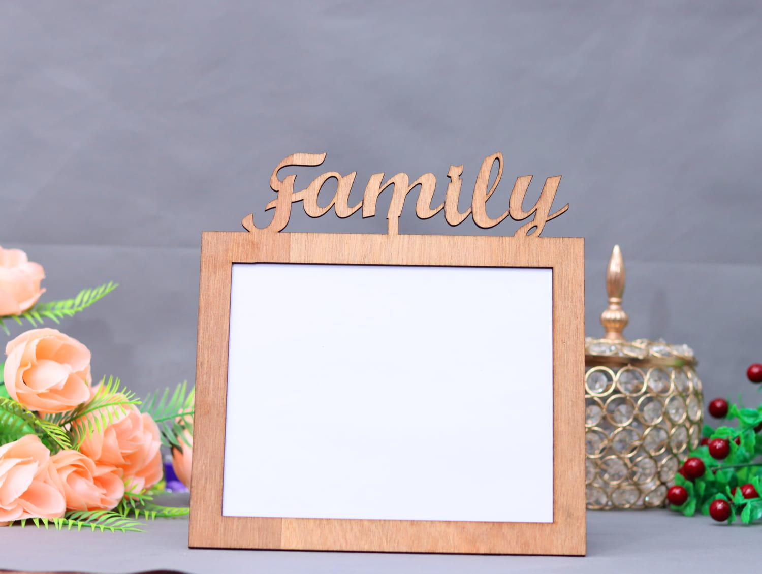 Laser Cut Family Desk Photo Frame Free Vector