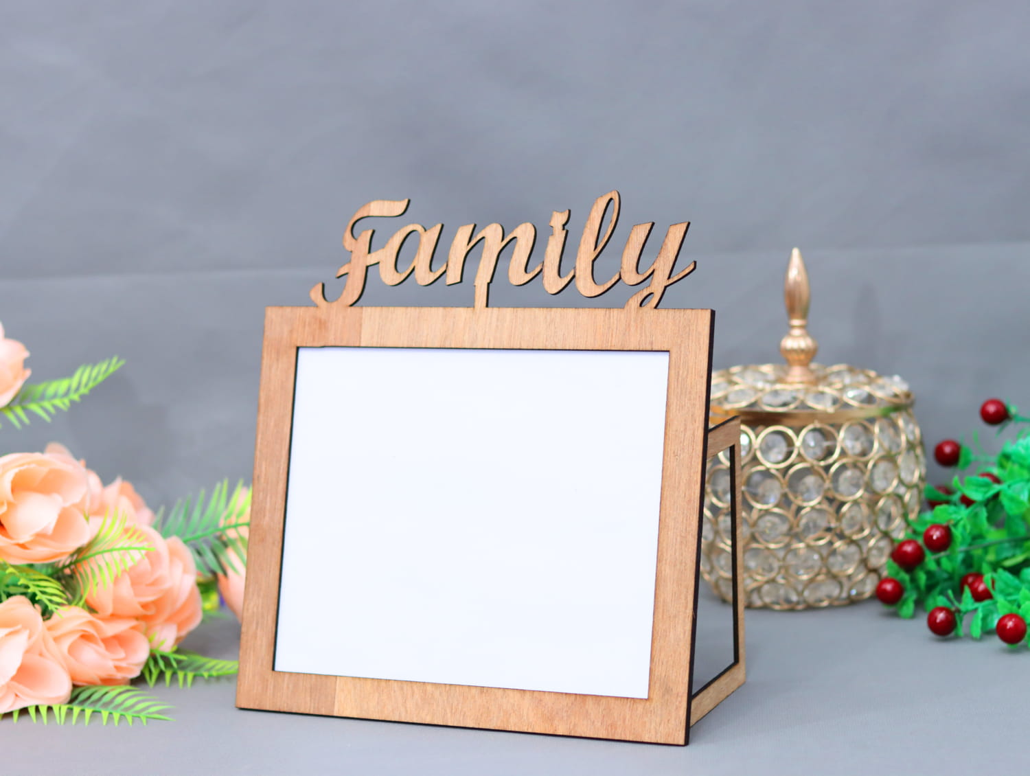 Laser Cut Family Desk Photo Frame Free Vector