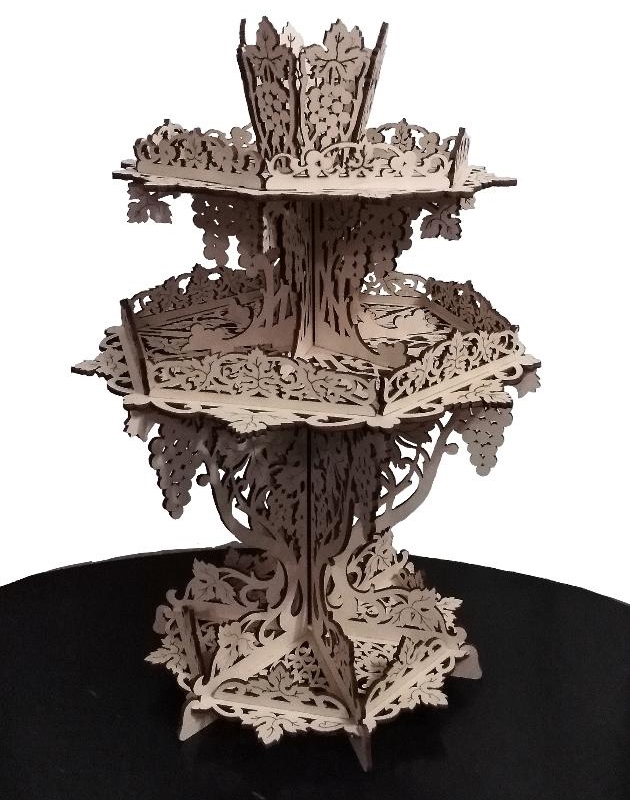 Laser Cut Retro Three-tiered Vase For Fruit And Sweets PDF File