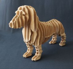 Laser Cut Dachshund Dog 3D Puzzle Free Vector