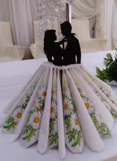 Laser Cut Wedding Couple Napkin Holder Free Vector