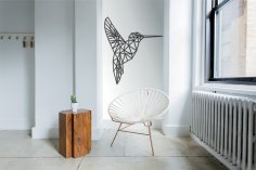Лазерная резка колибри с полигональным дизайном шаблона