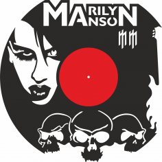 Horloge murale disque vinyle Marilyn Manson découpée au laser