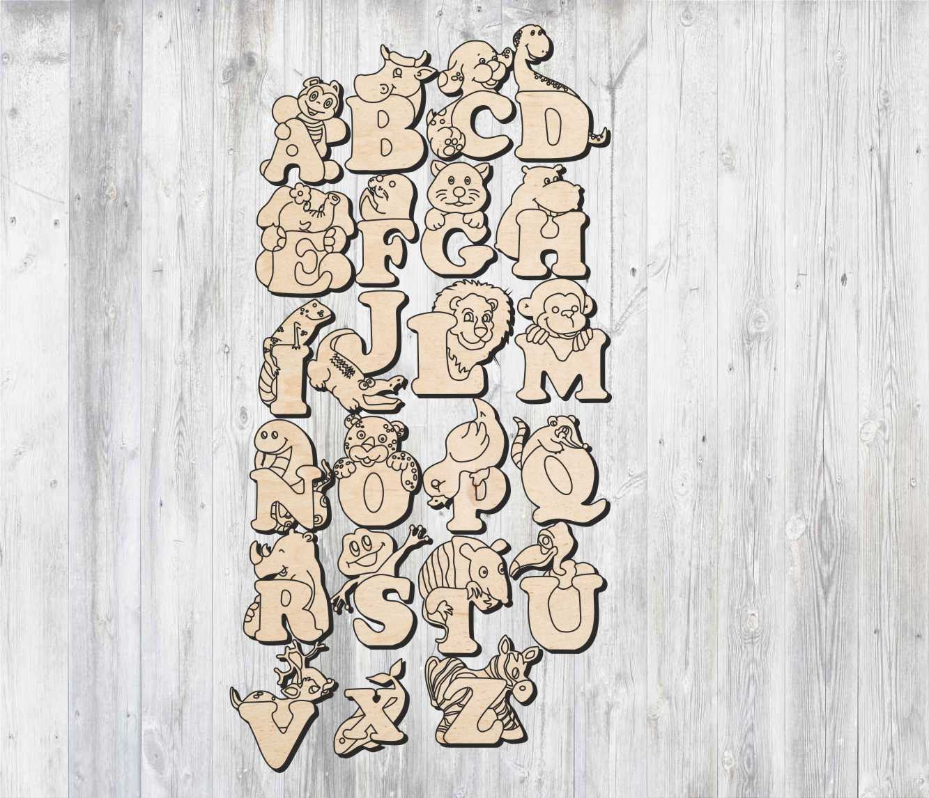 Лазерная резка английских букв в форме алфавита