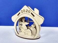 Laser Cut Layout House with Mouse 2020 Free Vector