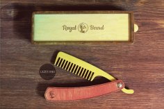 Laser Cut Folding Beard Comb Template with Box Free Vector