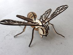 Plantilla de juguete de madera de rompecabezas 3D de abeja cortada con láser