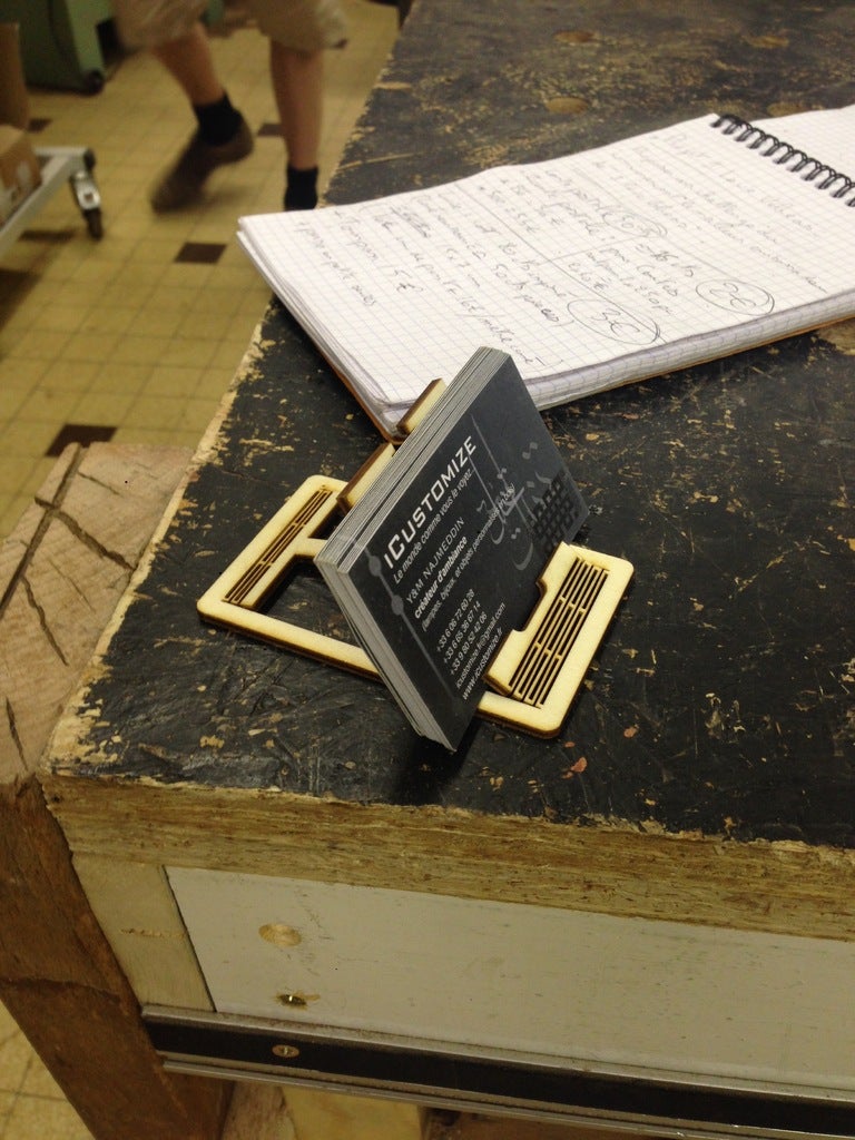 Suporte para telefone com corte a laser, suporte para cartão de visita de 3 mm de madeira compensada