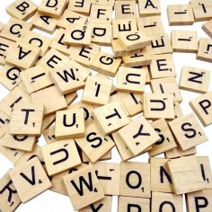 Azulejos de Scrabble cortados con láser