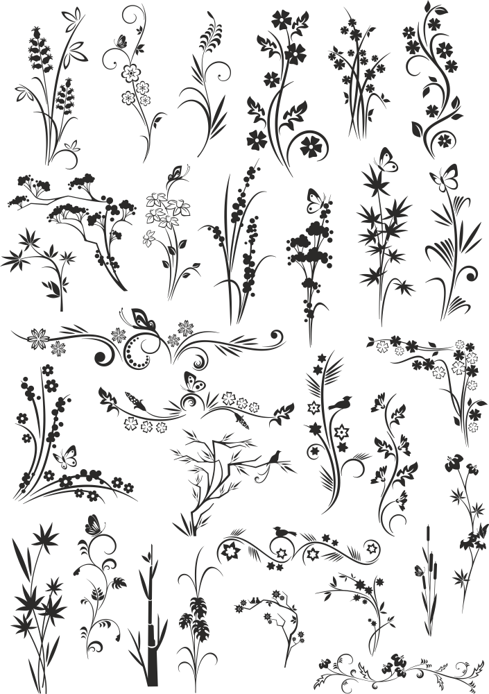 Conjunto de decoración de vectores de flores