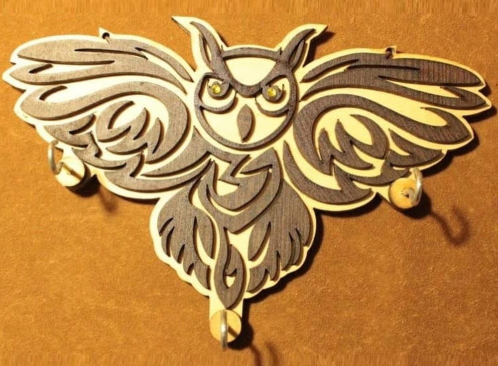 Laser Cut Owl Key Holder Free Vector