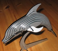 Quebra-cabeça 3D com golfinhos cortados a laser