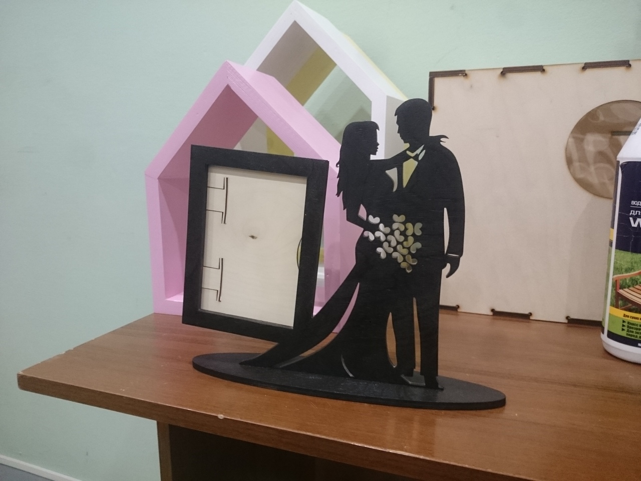 Valentine Couple Laser Cut Photo Stand Free Vector