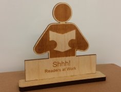 Laser Cut Quiet Library Sign Table Decor SVG File