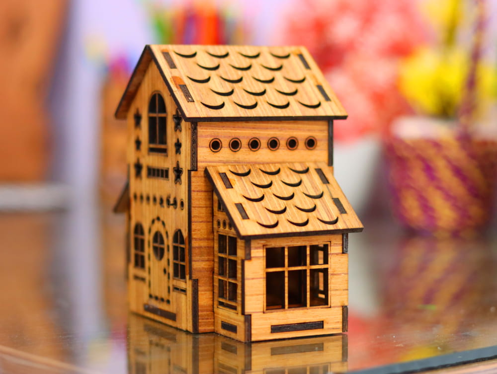 Laser Cut Toy Wooden House Free Vector