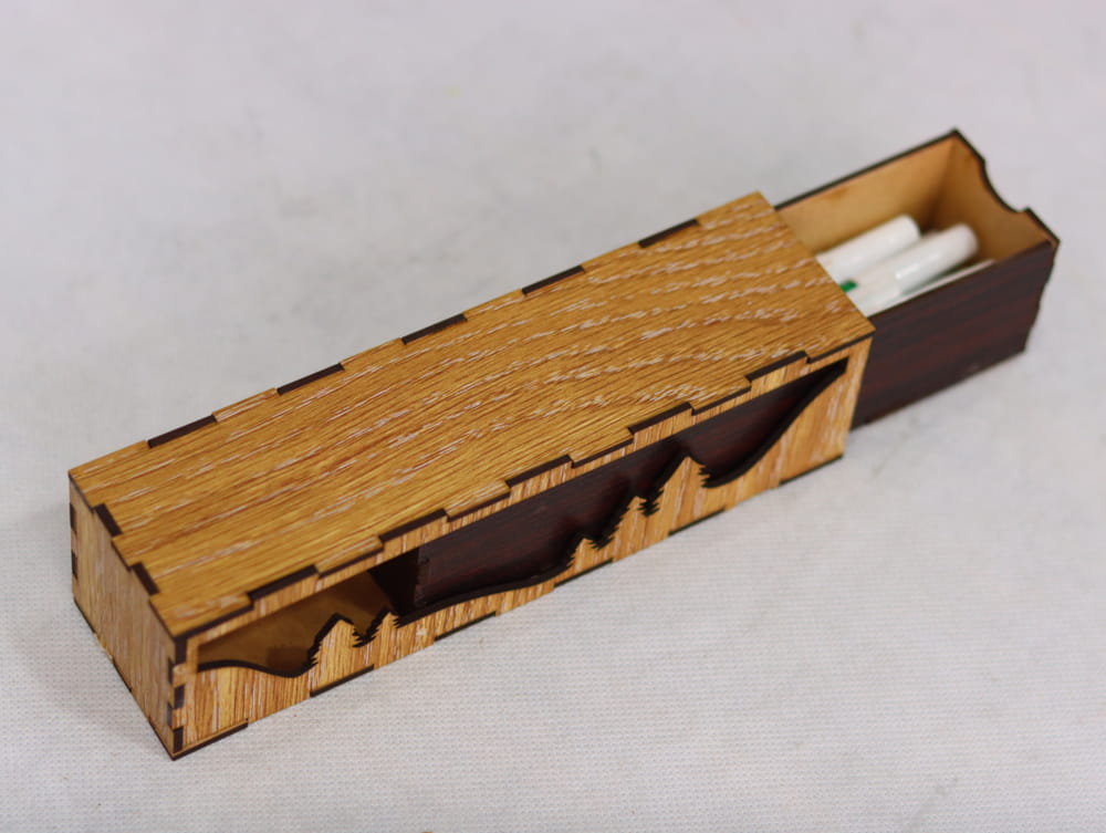 Laser Cut Decorative Wooden Pencil Box Free Vector