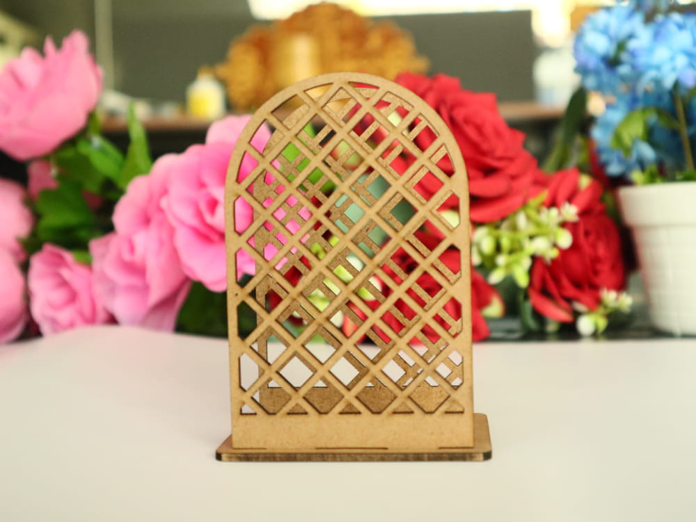 Laser Cut Wooden Pattern Vertical Napkin Holder Free Vector