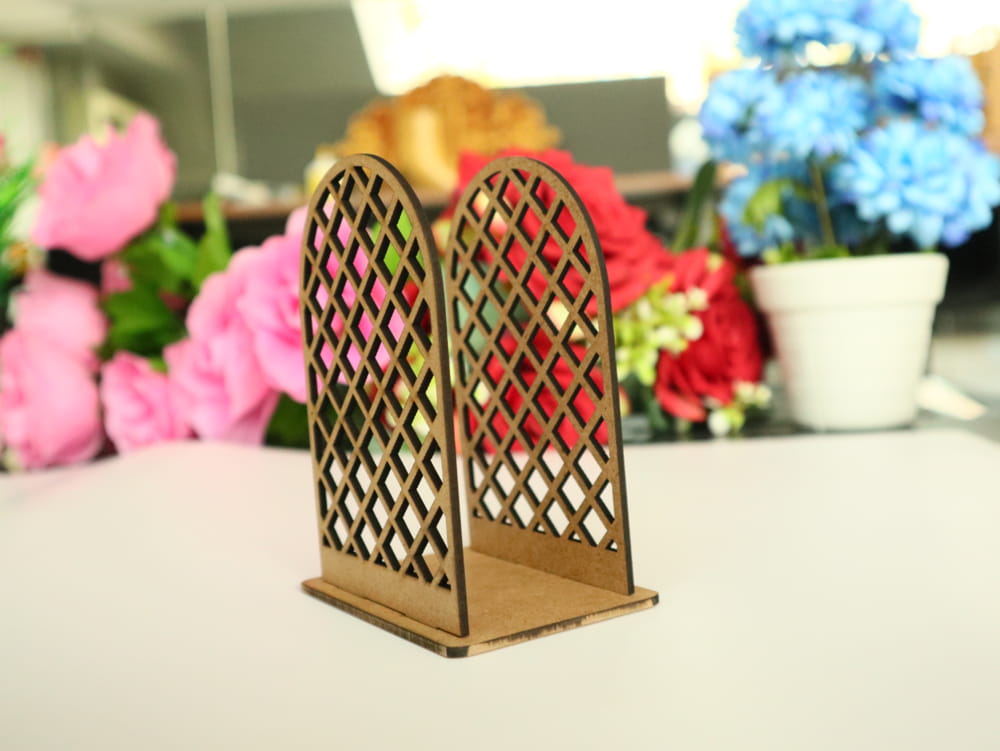 Laser Cut Wooden Pattern Vertical Napkin Holder Free Vector