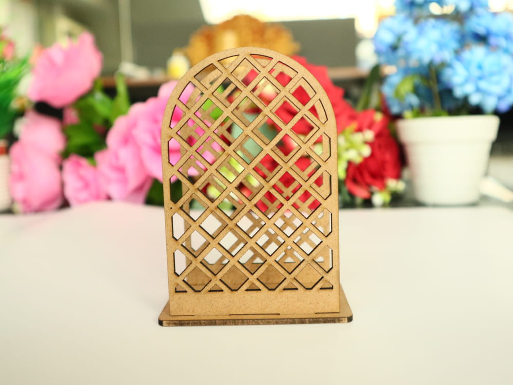 Laser Cut Wooden Pattern Vertical Napkin Holder Free Vector