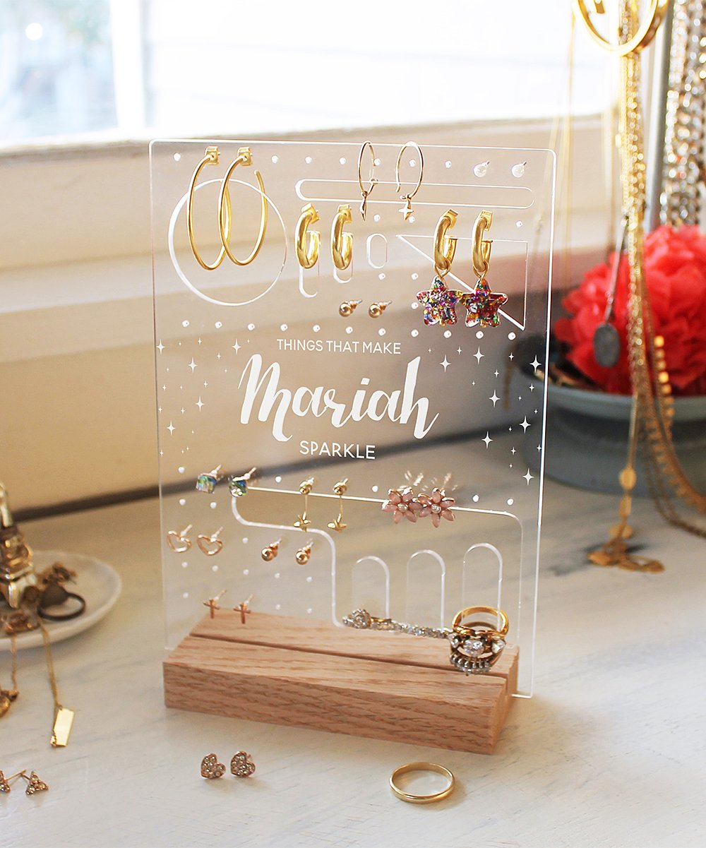 Laser Cut Personalized Earring Holder Jewelry Display Stand PDF File