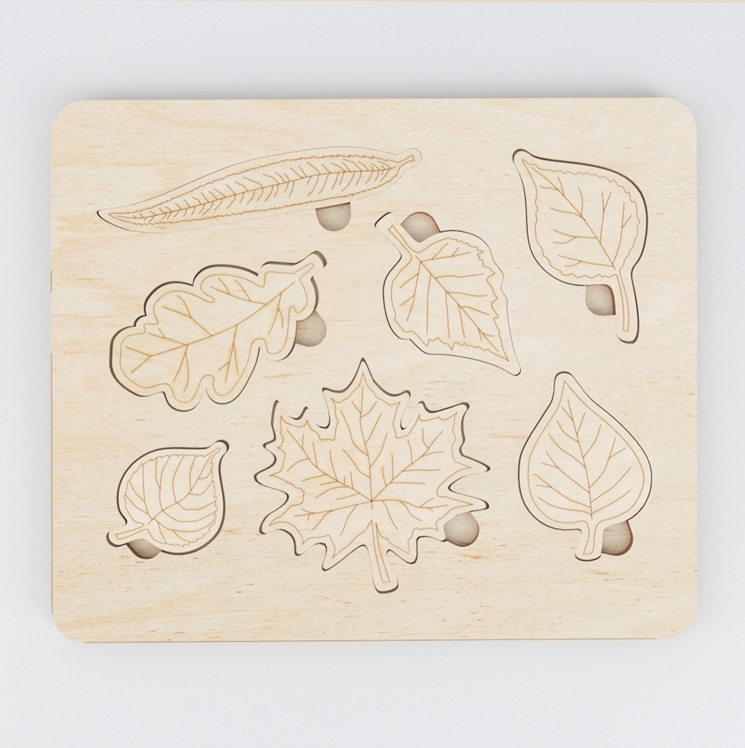 Laser Cut Montessori Leaf Puzzle Juguetes de aprendizaje de madera para niños