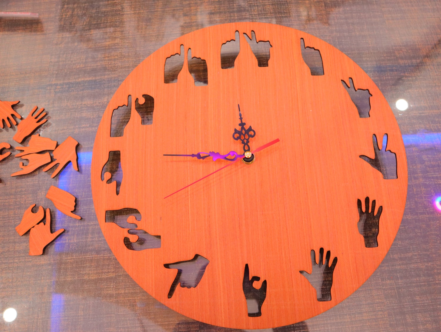 Laser Cut Hand Gestures Wall Clock Free Vector