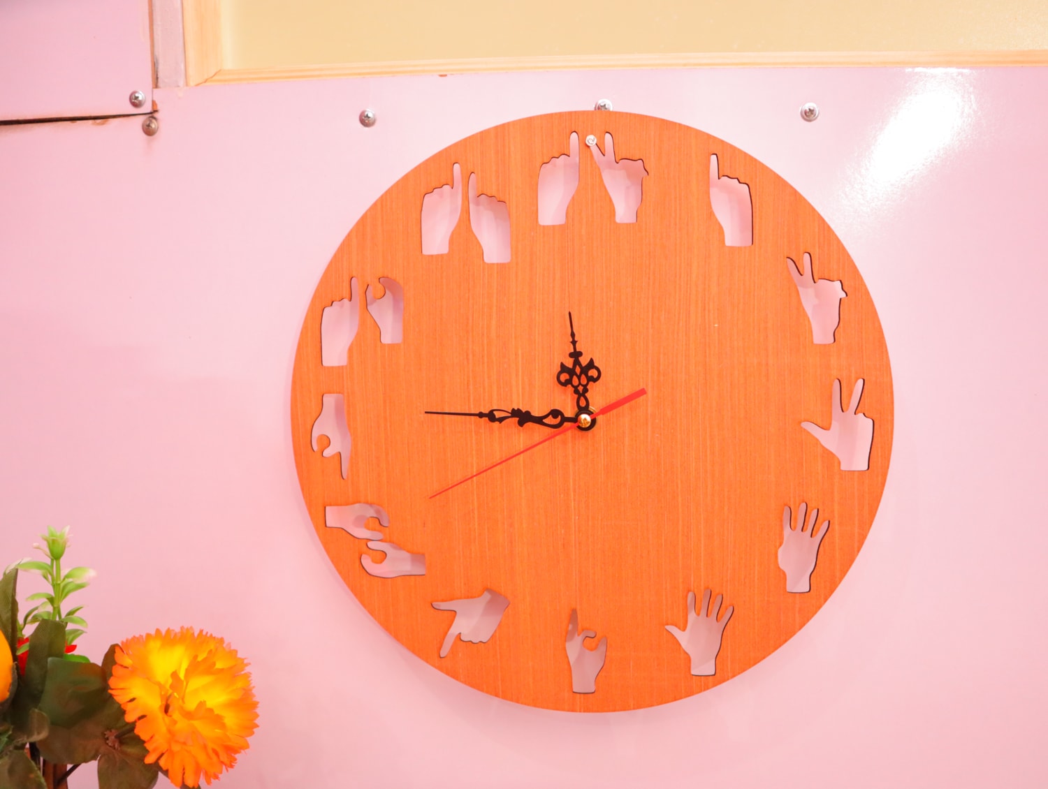 Laser Cut Hand Gestures Wall Clock Free Vector