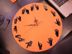 Laser Cut Hand Gestures Wall Clock Free Vector