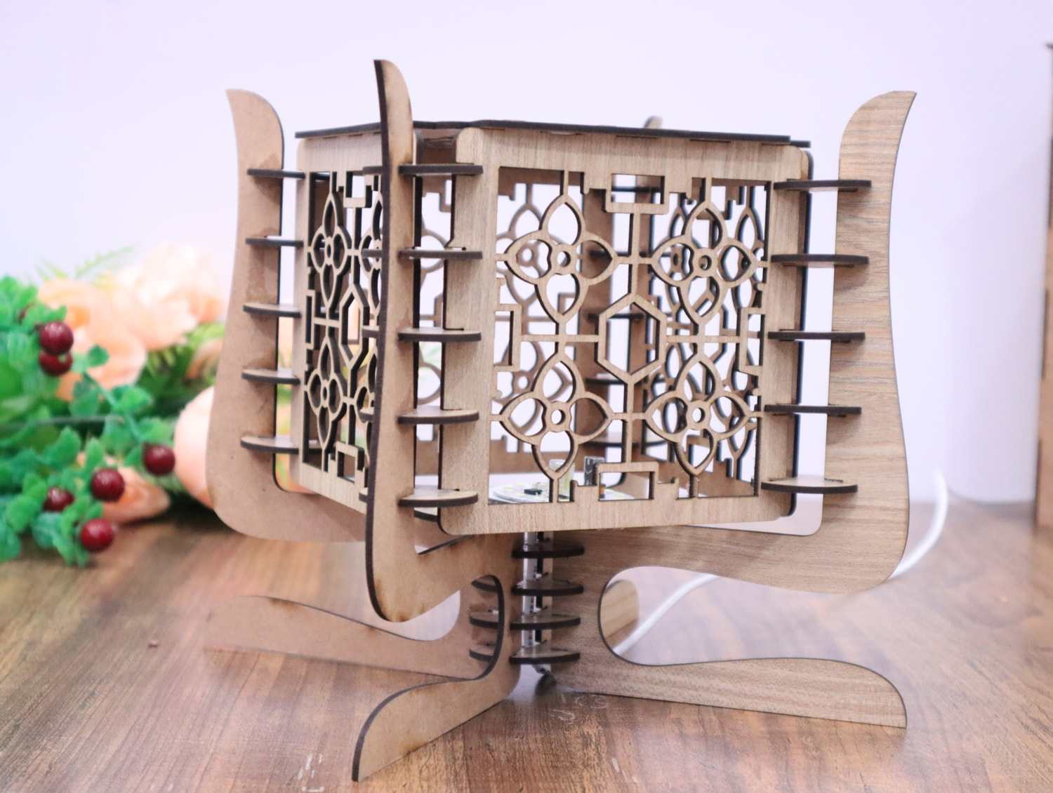 Laser Cut Contemporary Wooden Table Lamp 3mm Free Vector