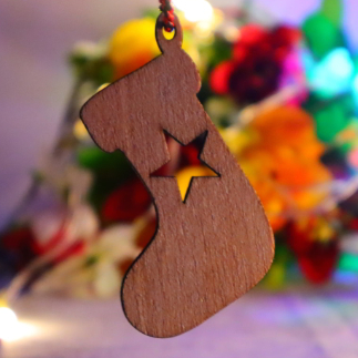Laser Cut Stocking Wooden Christmas Decoration Free Vector