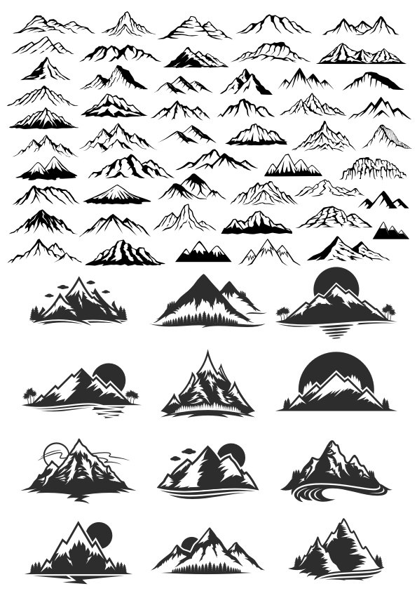 Conjunto de arte vectorial de montaña