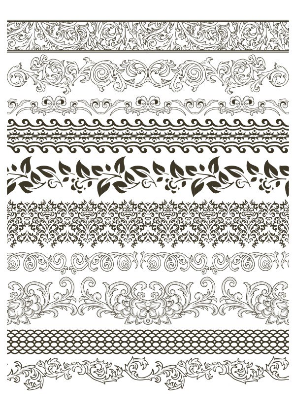 Fancy Floral Borders Free Vector