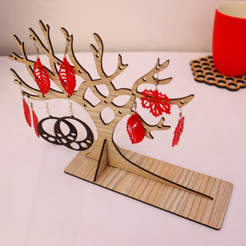 Laser Cut Tree Shaped Earring Display Stand Mdf 3mm DXF File
