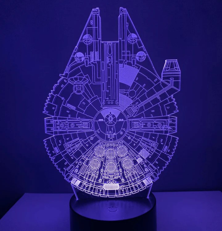Lazer Kesimli Yıldız Savaşları Millennium Falcon 3D Lamba