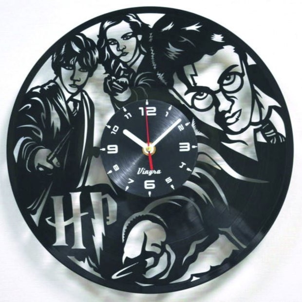 Relógio de parede com disco de vinil Harry Potter cortado a laser