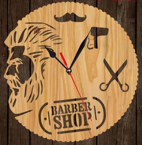Laser Cut Wooden Hairdressers Wall Clock Free Vector