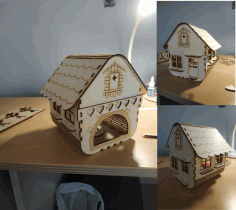 Pequeña casa de madera cortada con láser