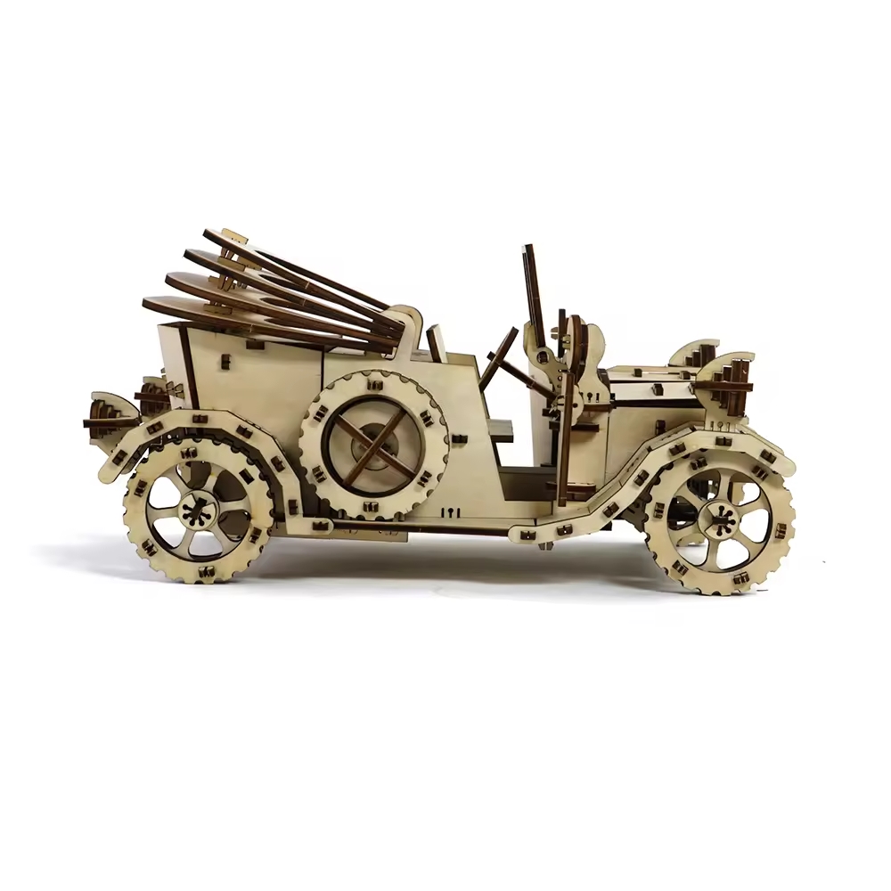 Laser Cut Ford Retro Car 3D Wooden Puzzle Free Vector