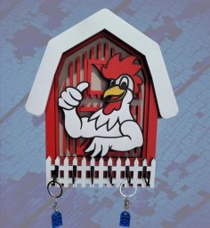 Laser Cut Chicken Barn Wall Key Hanger SVG File